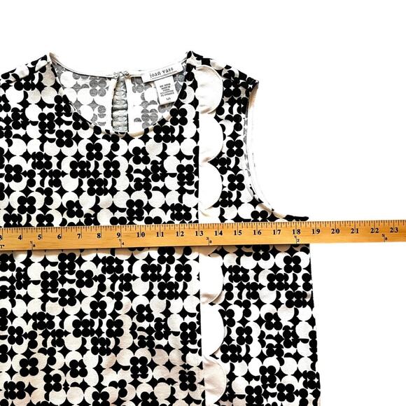 Joan Vass SET Mod-Print L Crewneck Shell w Scalloped Trim WITH matching M pants! - Picture 12 of 15